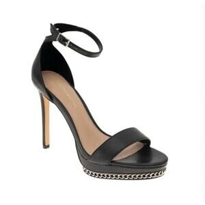 BCBGeneration Noelli Chain Platform Sandals 7 Black NWOT Heels Pumps Ankle Strap